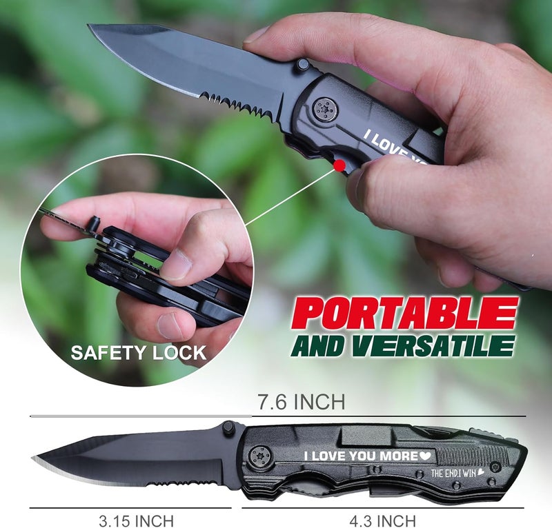 LAGERFEY Valentines Ideal Gifts for Him Husband - Mens Valentines Gifts, Valentines Gifts for Him Husband Boyfriend - “I Love You More” Anniversary Birthday Gifts for Husband Him, 20 in 1 Multitool Knife - Image 3